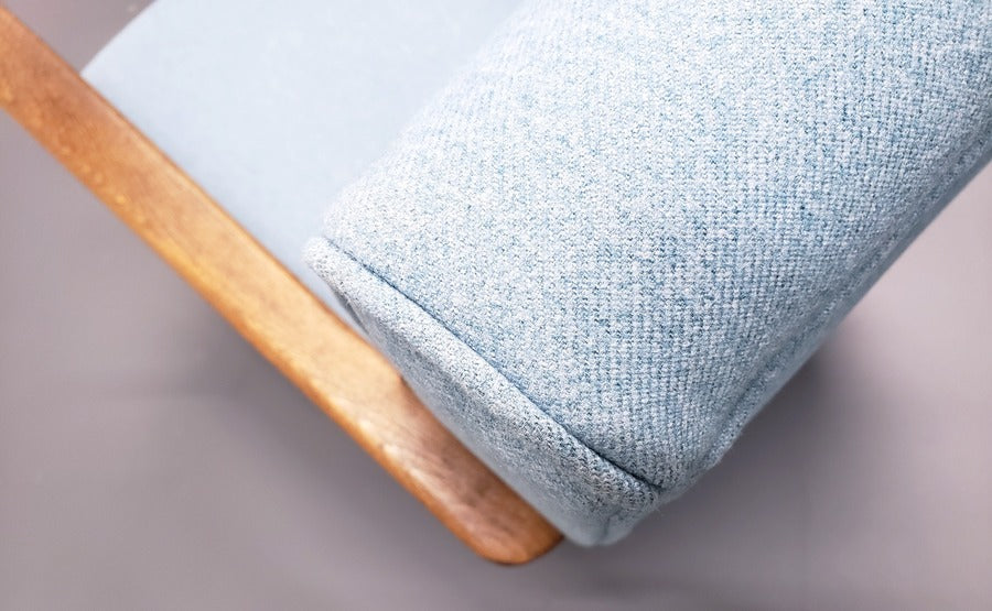 One left 1930 jindrich halabala bentwood armchair in light blue – A rare vintage treasure