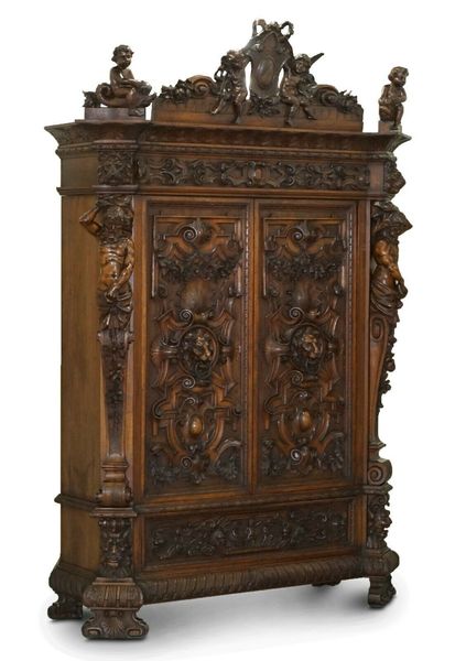 Rare moses michelangelo guggenheim & pauly cie et venice antique carved armoire – A rare vintage treasure