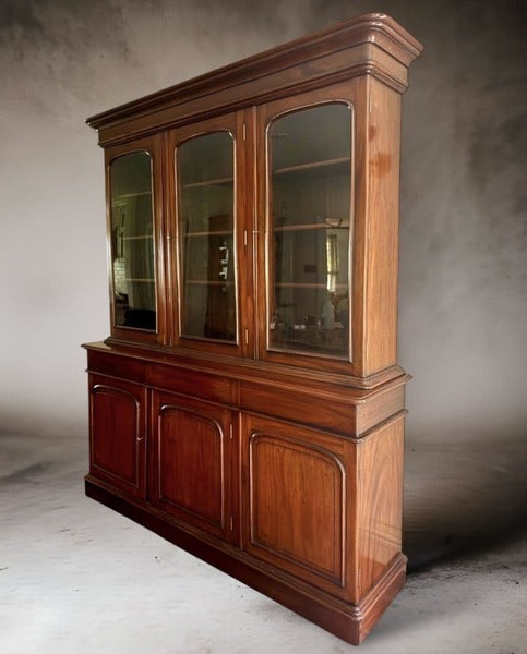 Large vintage victorian style glazed bookcase display cabinet cupboard dresser – A rare vintage treasure