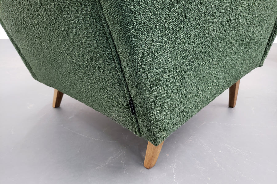 Set of two 1960 mid century danish loungers in green boucle – A rare vintage treasure