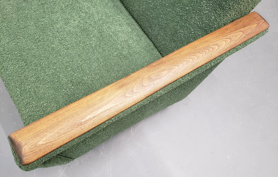 Set of two 1960 mid century danish loungers in green boucle – A rare vintage treasure