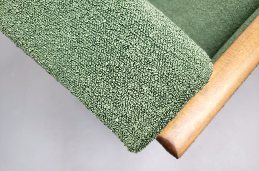 Set of two 1960 mid century danish loungers in green boucle – A rare vintage treasure