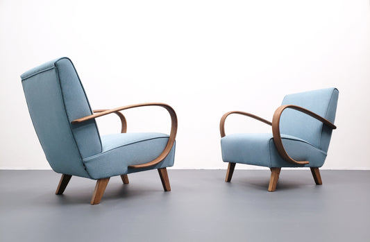 One left   1930 jindrich halabala bentwood armchair in light blue – A rare vintage treasure