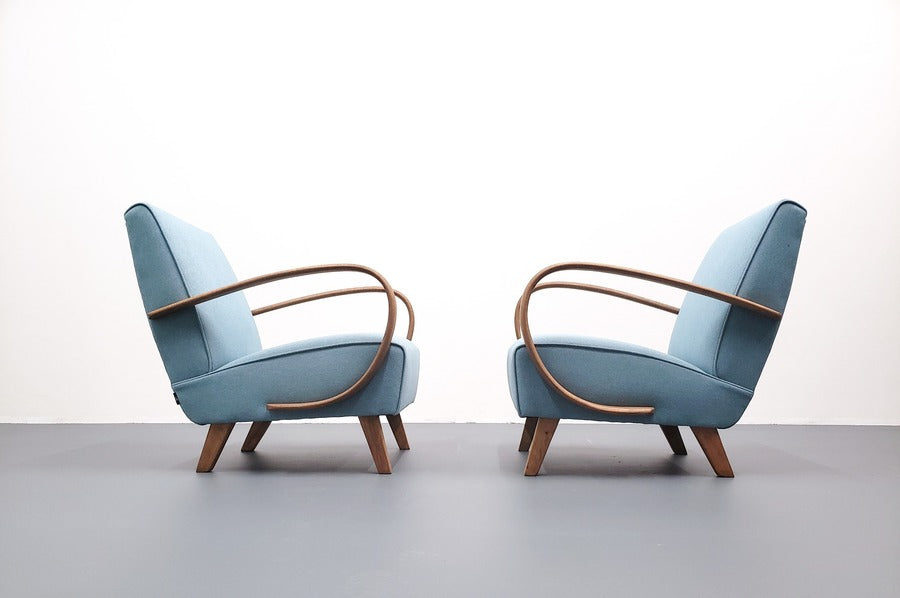 One left   1930 jindrich halabala bentwood armchair in light blue – A rare vintage treasure