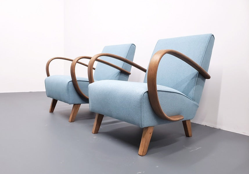 One left   1930 jindrich halabala bentwood armchair in light blue – A rare vintage treasure