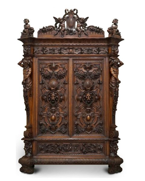 Rare moses michelangelo guggenheim & pauly cie et venice antique carved armoire – A rare vintage treasure