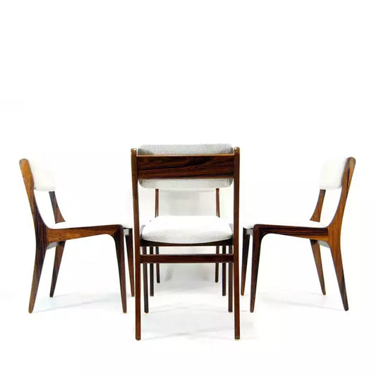 Set of 4 retro vintage danish rosewood boucle dining chairs mid century 60s 70s – A rare vintage treasure