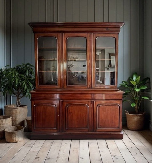 Large vintage victorian style glazed bookcase display cabinet cupboard dresser – A rare vintage treasure